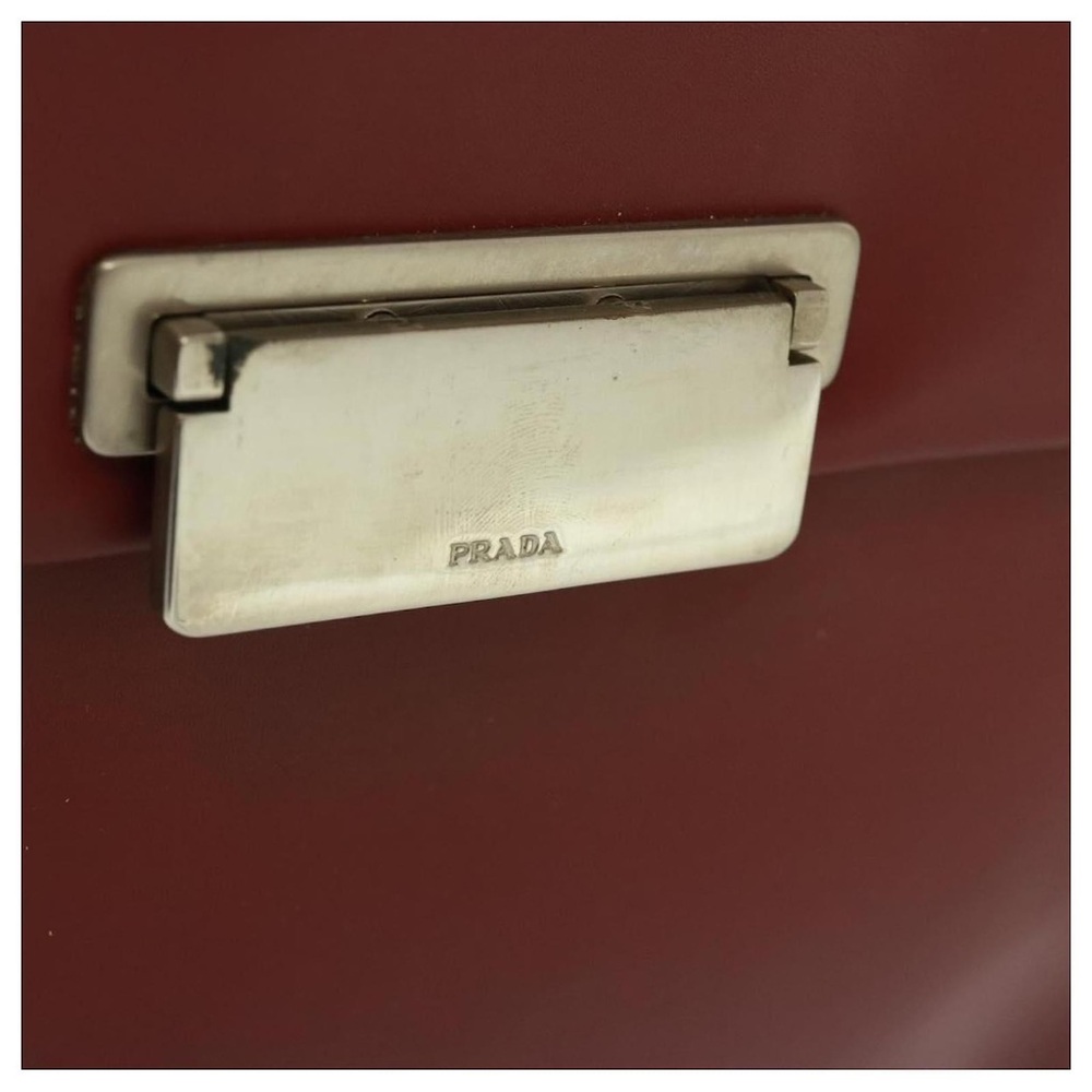 Prada Red Leather Satchel Bag | Vintage | Structured Top Handle Classic - Picture 9 of 16